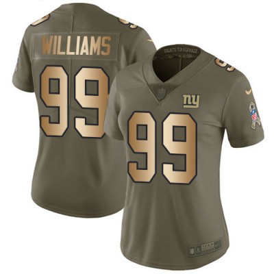 Nike New York Giants #99 Leonard Williams OliveGold Women's Stitched NFL Limited 2017 Salute To Service Jersey